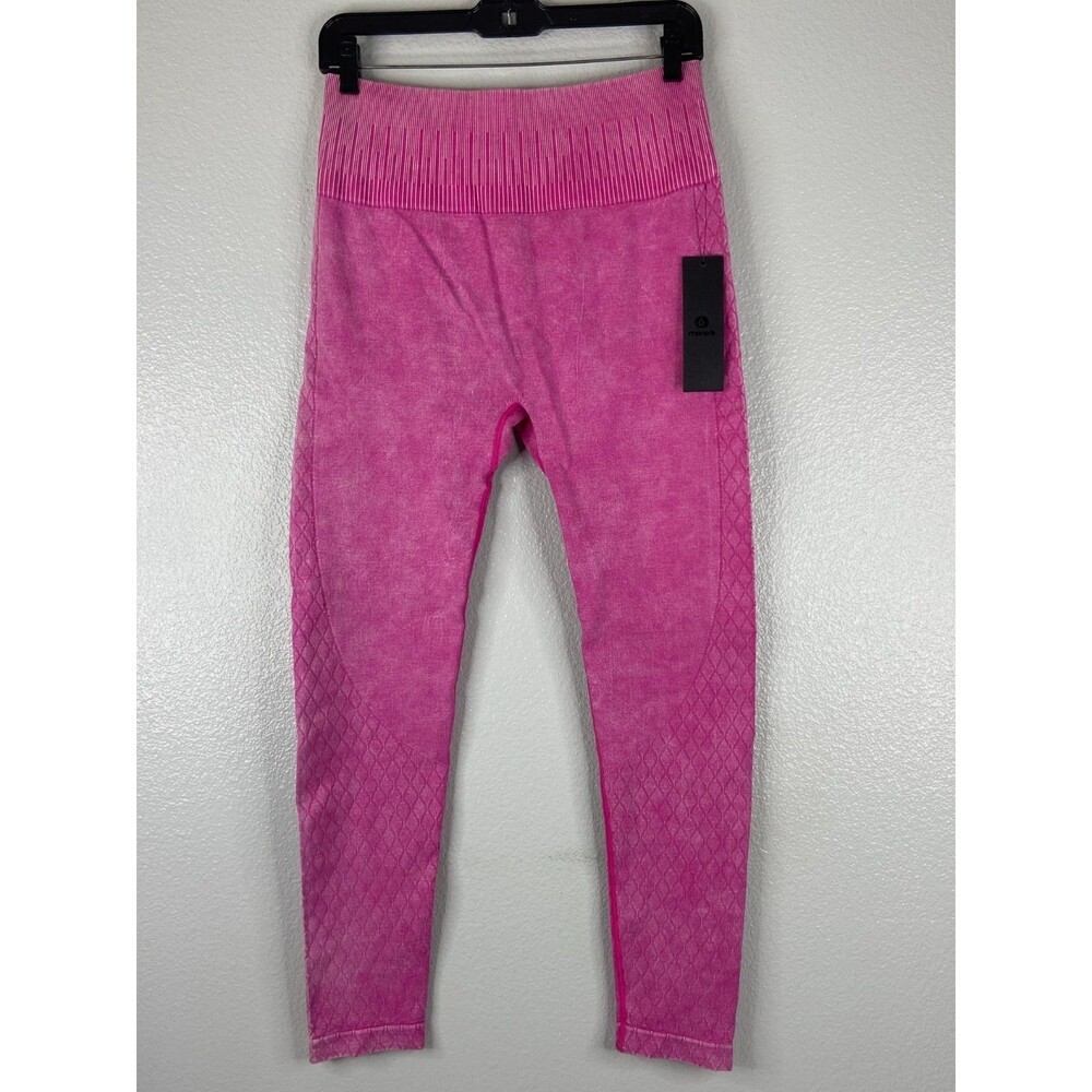 Mono B Women Large Pink Julia Athletic Legging Textured Casual Workout